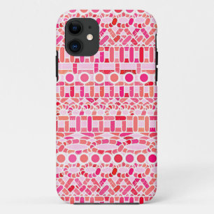 Tribal Batik - shades of pink and coral iPhone 11 Case