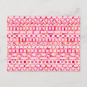Tribal Batik - shades of pink and coral Postcard