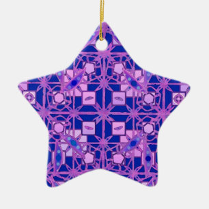 Tribal Batik - shades of purple Ceramic Tree Decoration