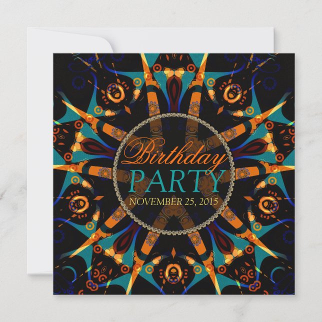 Tribal Batik Star Birthday Party Invitation (Front)
