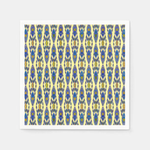 Tribal Batik - Steel Blue, Grey and Yellow Napkin