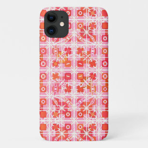 Tribal Batik - strawberry pink and red iPhone 11 Case