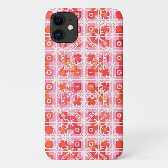 Tribal Batik - strawberry pink and red Case-Mate iPhone Case (Back)