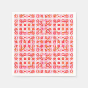Tribal Batik - strawberry pink and red Napkin