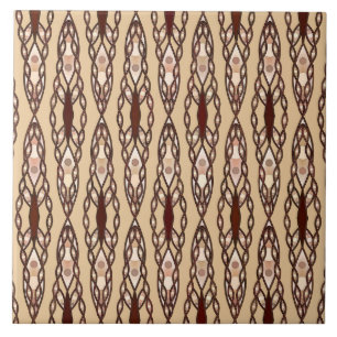 Tribal Batik - Tan, Dark Brown and Cream Tile