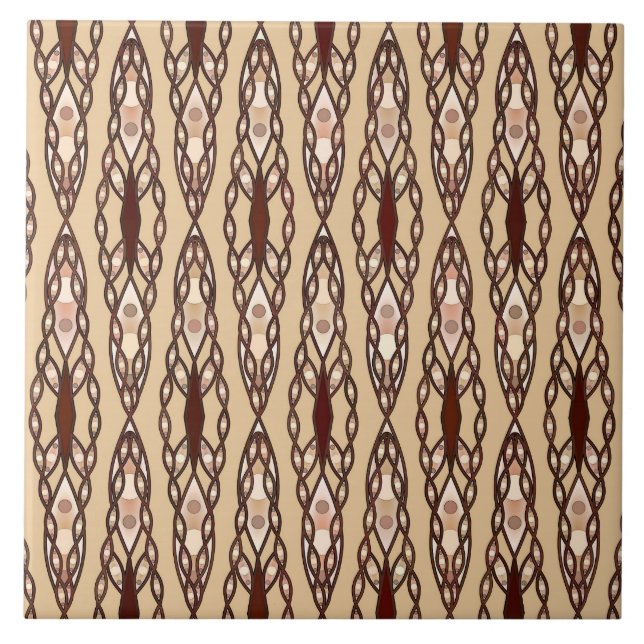 Tribal Batik - Tan, Dark Brown and Cream Tile (Front)