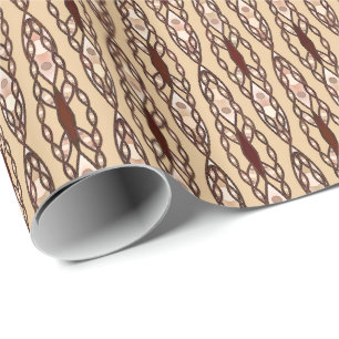 Tribal Batik - Tan, Dark Brown and Cream Wrapping Paper