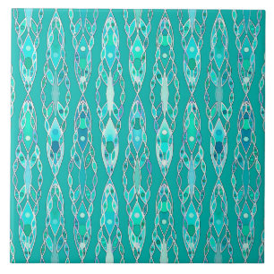 Tribal Batik - Turquoise and Aquamarine Tile