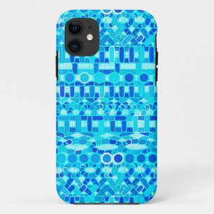 Tribal Batik - turquoise, aqua and cobalt blue iPhone 11 Case