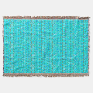 Tribal Batik - turquoise, aqua and grey Throw Blanket
