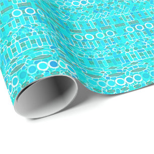 Tribal Batik - turquoise, aqua and grey Wrapping Paper