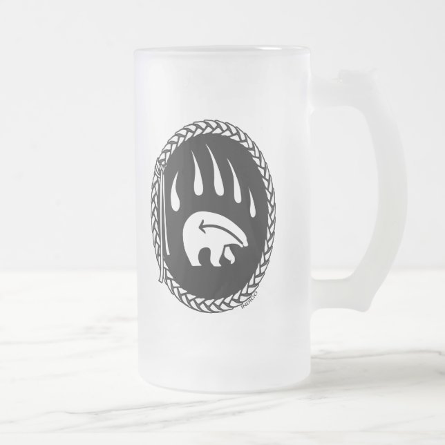 Tribal Bear Art Beer Mug First Nations Bear Glass (Right)