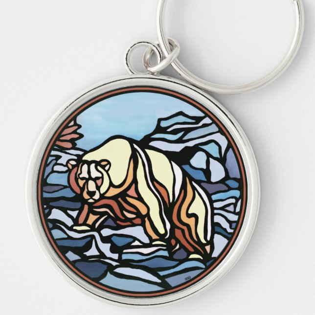 Tribal Bear Art Key Chain First Nations Bear Gifts (Front)