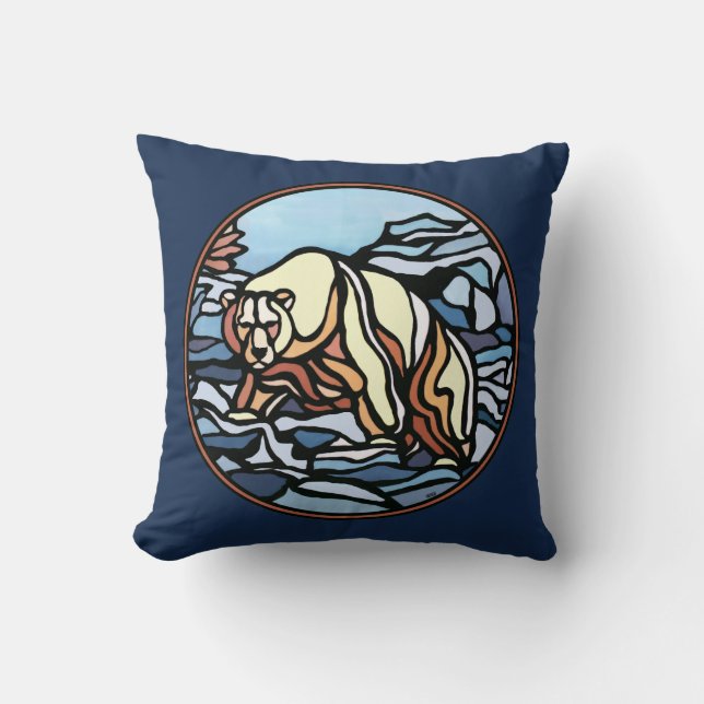 Tribal Bear Art Pillow First Nations Bears Pillow (Front)
