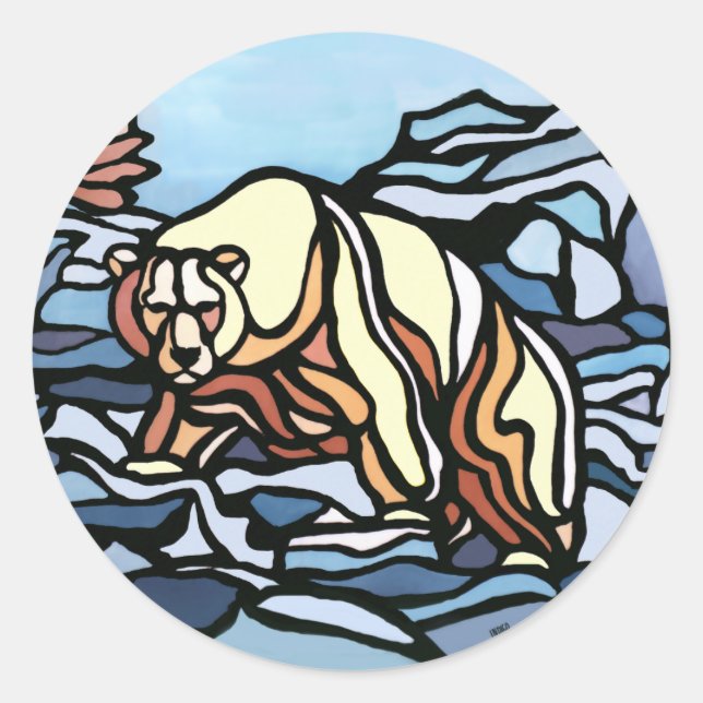 Tribal Bear Art Stickers First Nations Bear Gifts (Front)