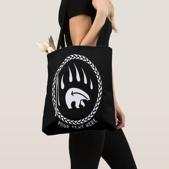 Tribal Bear Art Tote Bag Wildlife Art Shopping Bag (Close Up)