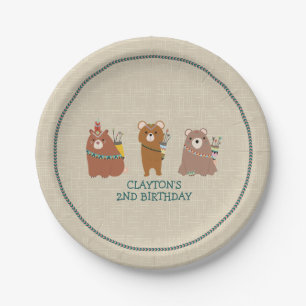 Tribal Bear Birthday Paper Plate