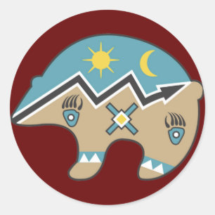 Tribal  Bear Design Classic Round Sticker