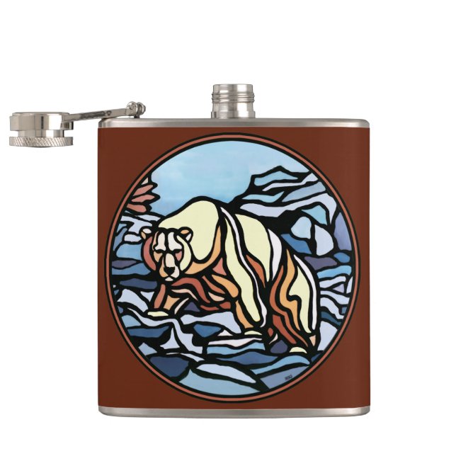 Tribal Bear Flask Custom Native Bear Drink Flask (Opened)