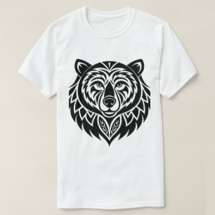Tribal Bear Head T-Shirt Black Tribal Animal Gra