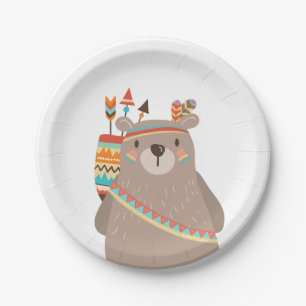 Tribal Bear Paper Plates Wild one Woodland Boho