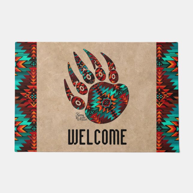 Tribal Bear Paw Doormat (Front)