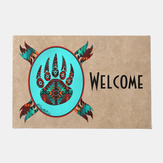 Tribal Bear Paw Doormat (Front)