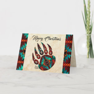 Tribal Bear Paw Holiday Card