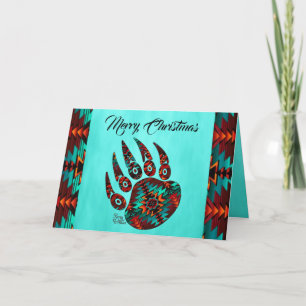 Tribal Bear Paw Holiday Card
