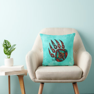 Tribal Bear Paw Throw Pillow