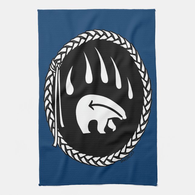 Tribal Bear Towel Native Art Bear Tea Towel (Vertical)