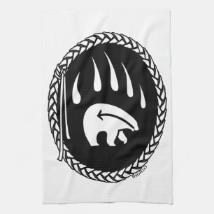 Tribal Bear Towel Native Art Bear Tea Towel