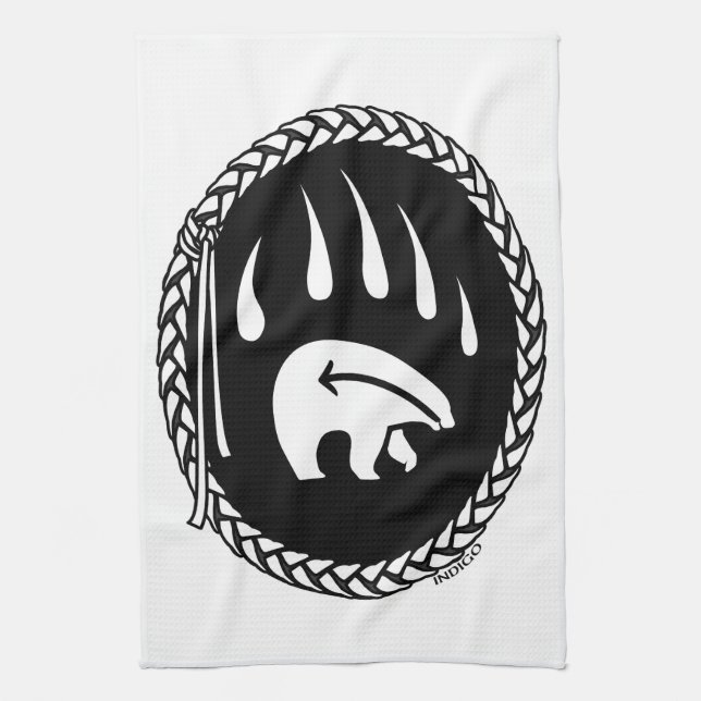 Tribal Bear Towel Native Art Bear Tea Towel (Vertical)