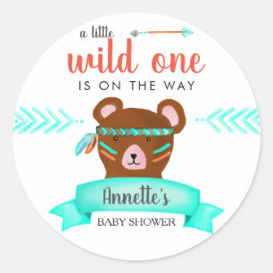 Tribal Bear Wild One Baby Shower Classic Round Sticker