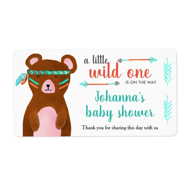 Tribal Bear | Wild One Baby Shower Thank You (Front)