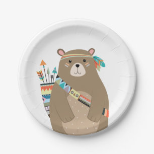 Tribal Bear Woodland Forest Birthday Baby Shower Paper Plate