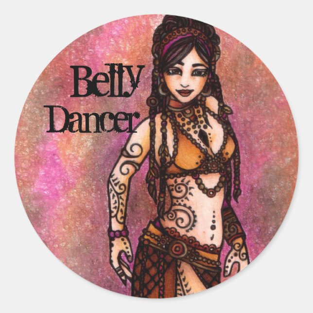 Tribal Belly Dancer Key Chain Classic Round Sticker (Front)