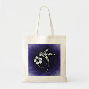Tribal Bird Art on Blue Tote Bag