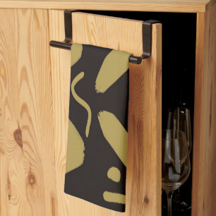 Tribal Black and Gold Tea Towel