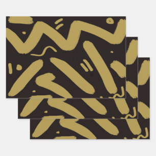 Tribal Black and Gold Wrapping Paper Sheet