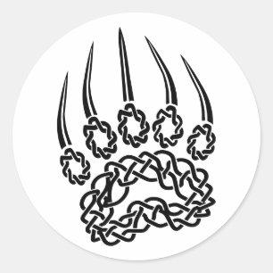 Tribal Black Bear Paw Classic Round Sticker