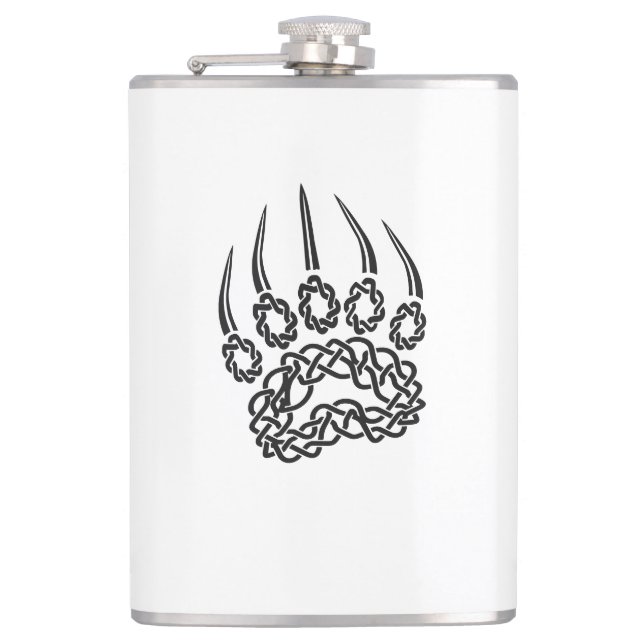 Tribal Black Bear Paw Hip Flask (Front)