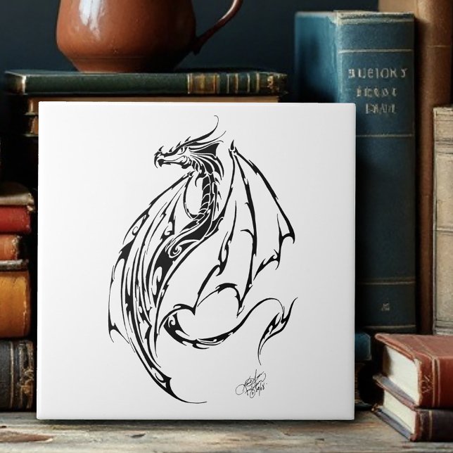 Tribal Black Ink Dragon Tile (Creator Uploaded)