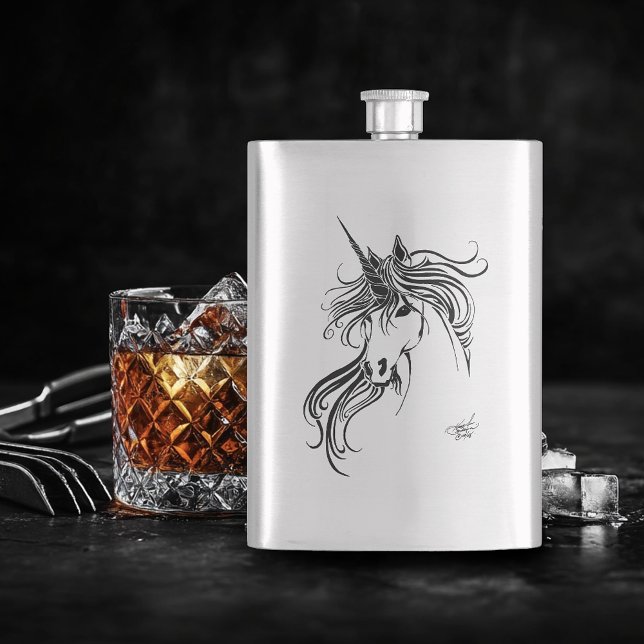 Tribal Black Ink Unicorn Hip Flask (Creator Uploaded)