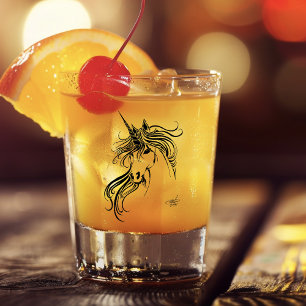 Tribal Black Ink Unicorn Shot Glass