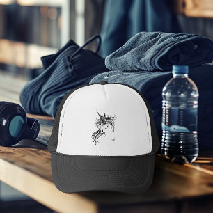Tribal Black Ink Unicorn Trucker Hat