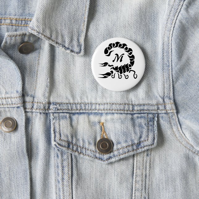 Tribal Black Scorpion Monogram 6 Cm Round Badge (In Situ)