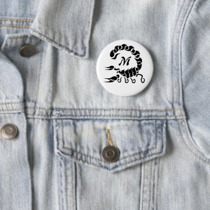 Tribal Black Scorpion Monogram 6 Cm Round Badge
