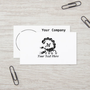 Tribal Black Scorpion Monogram Business Card