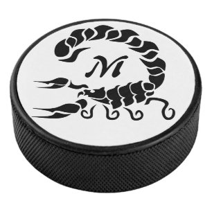Tribal Black Scorpion Monogram Hockey Puck